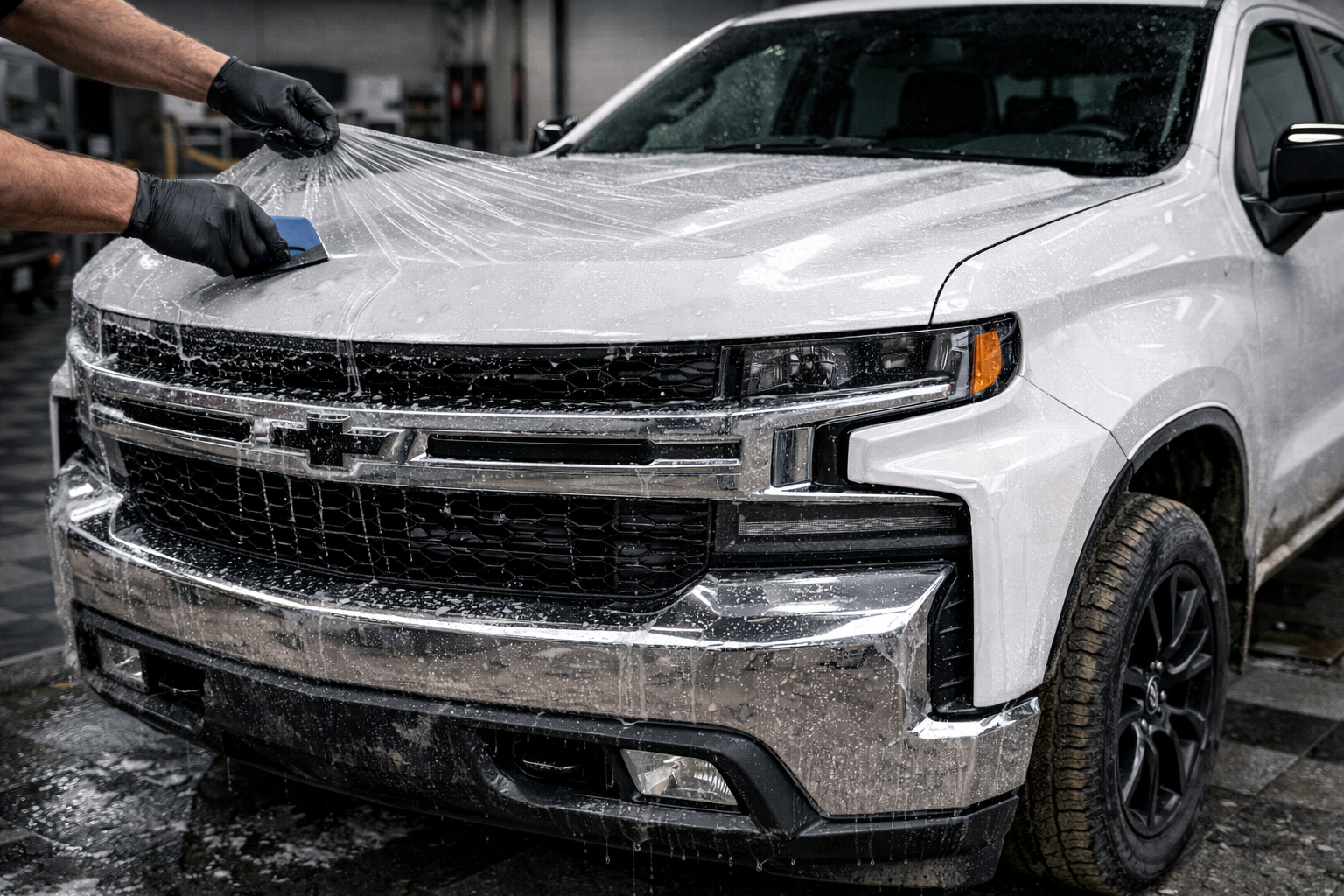 Truck with PPF on front end