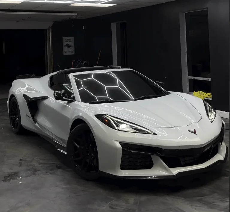 White Corvette E-Ray detailed at RT Auto Spa